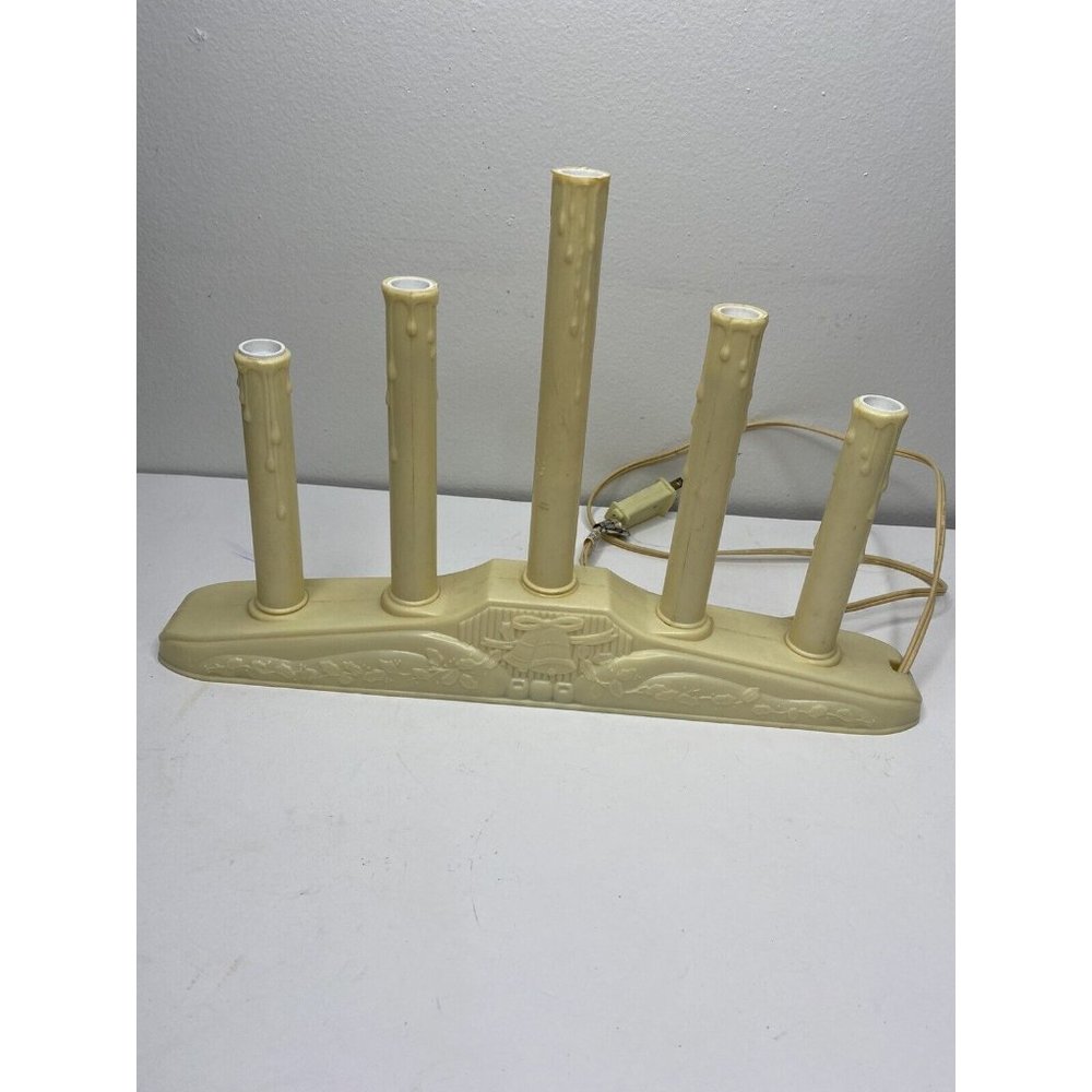 Vintage 5 Light Candolier Lamp Christmas Candelabra Plastic Holiday Candle